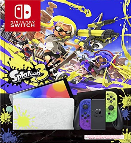 Switch Console, 64GB OLED Splatoon 3 + Blue/Yellow Joy-Con, Boxed